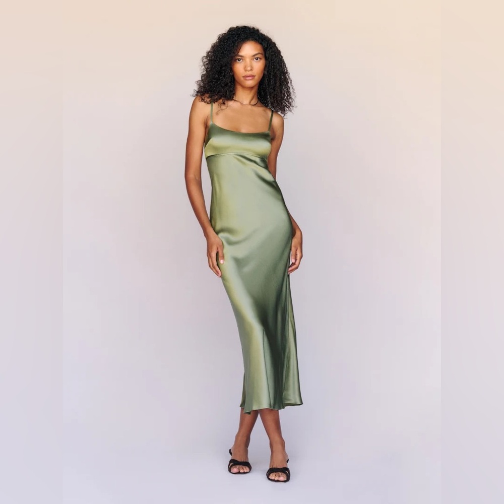 Reformation Kailyn Silk Dress - Artichoke Size 0
